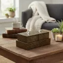 P8 Handcrafted Floral Wooden Tea & Keepsake Box – Two-Tier Stackable Storage with Crystal-Style Knobs