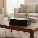 P10 Elegant 3-Compartment Embossed Floral Serving Tray – Handcrafted Wooden Tea & Snack Organizer