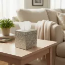 Premium Silver-Finish Decorative Tissue Dispenser – Durable Square Metal Alloy Holder