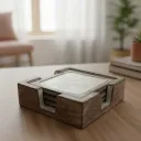 P18 Artisanal Square Wood & Brass Coasters