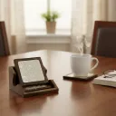 P23 Artisanal Square Wood & Brushed Metal Coasters (Set of 4)