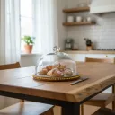 P2 Premium Acacia Wood Cake Platter with Clear Glass Dome – Sophisticated Gold Bead Trim & Easy-Lift Handle