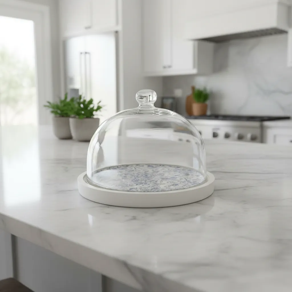 Artisan Wood & Glass Pastry Display – Medium Size Server with Detailing for Countertop Storage