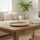 P2 Handcrafted Mango Wood Artisanal Tray with Mother-of-Pearl Geometric Inlay