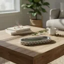 Eco-Friendly Serving Tray - Food-Safe Wooden Platter with Hexagon Motif