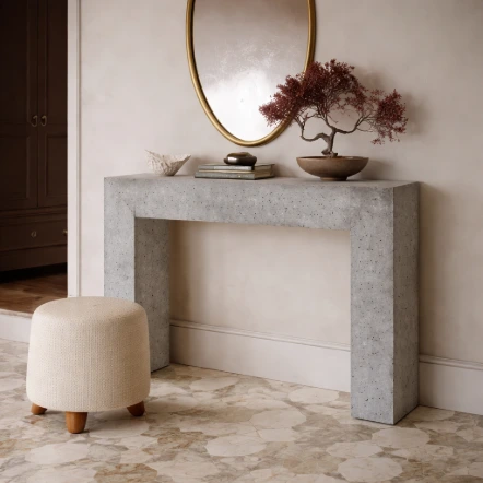 Minimalist Concrete Console - Contemporary Textured Indoor/Outdoor Console