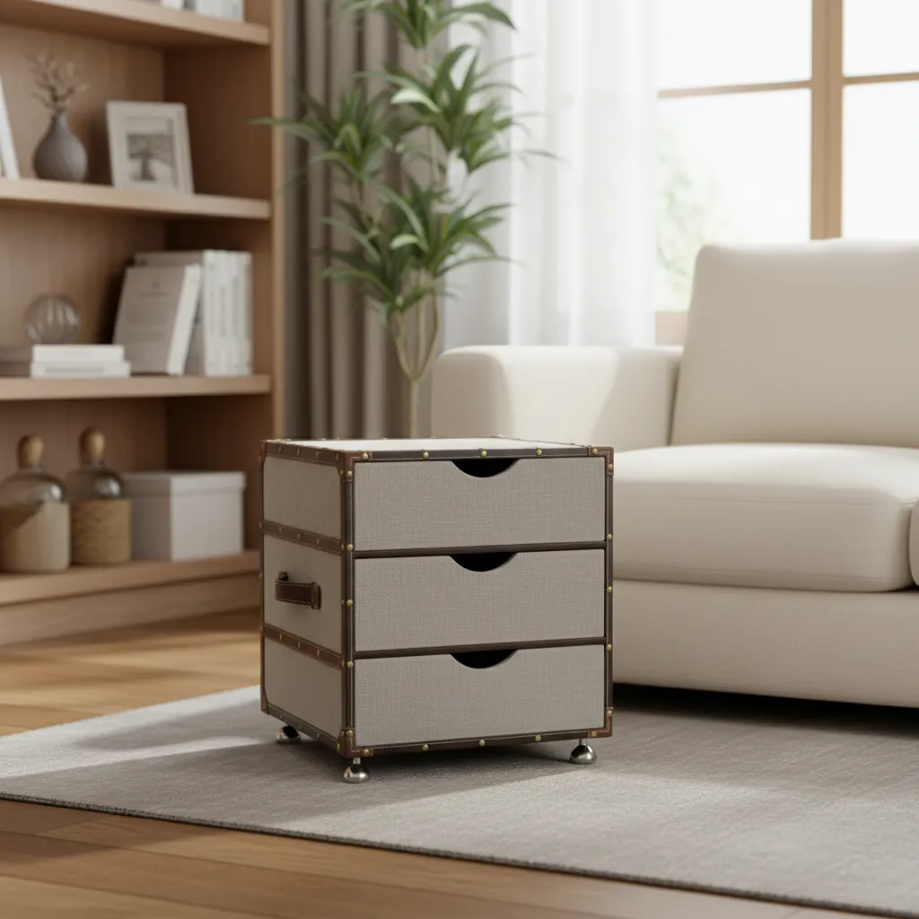 P8 Mobile Fabric Nightstand & End Table – 3-Drawer Portable Storage Chest with 360° Caster Wheels