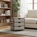 P8 Mobile Fabric Nightstand & End Table – 3-Drawer Portable Storage Chest with 360° Caster Wheels