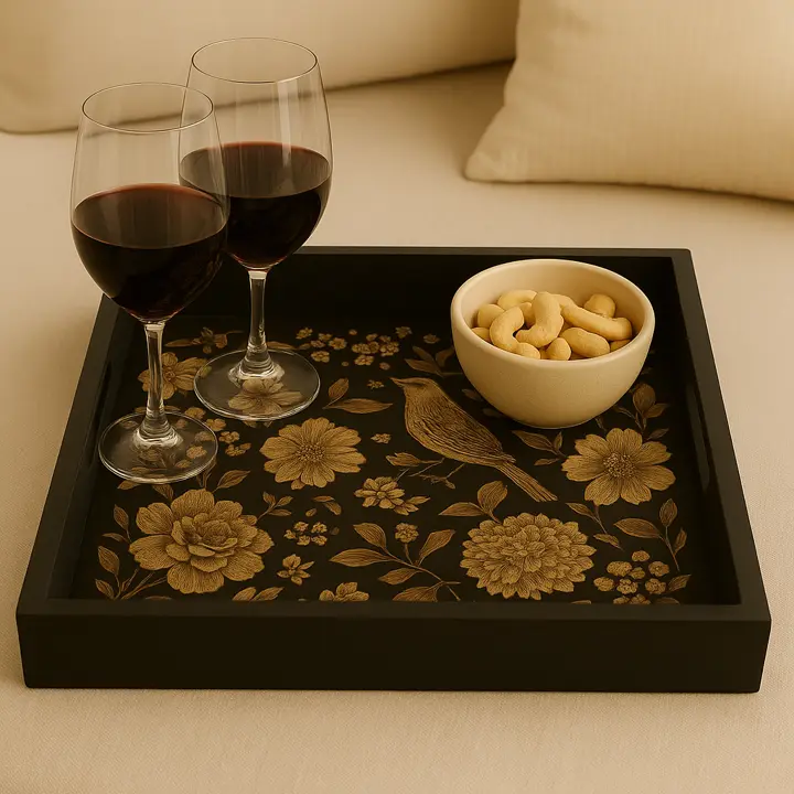 P39 Vintage Floral & Bird Decorative Tray