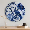 P16 Handcrafted Botanical Songbird Circular Wall Decor with Vibrant Decal Insert
