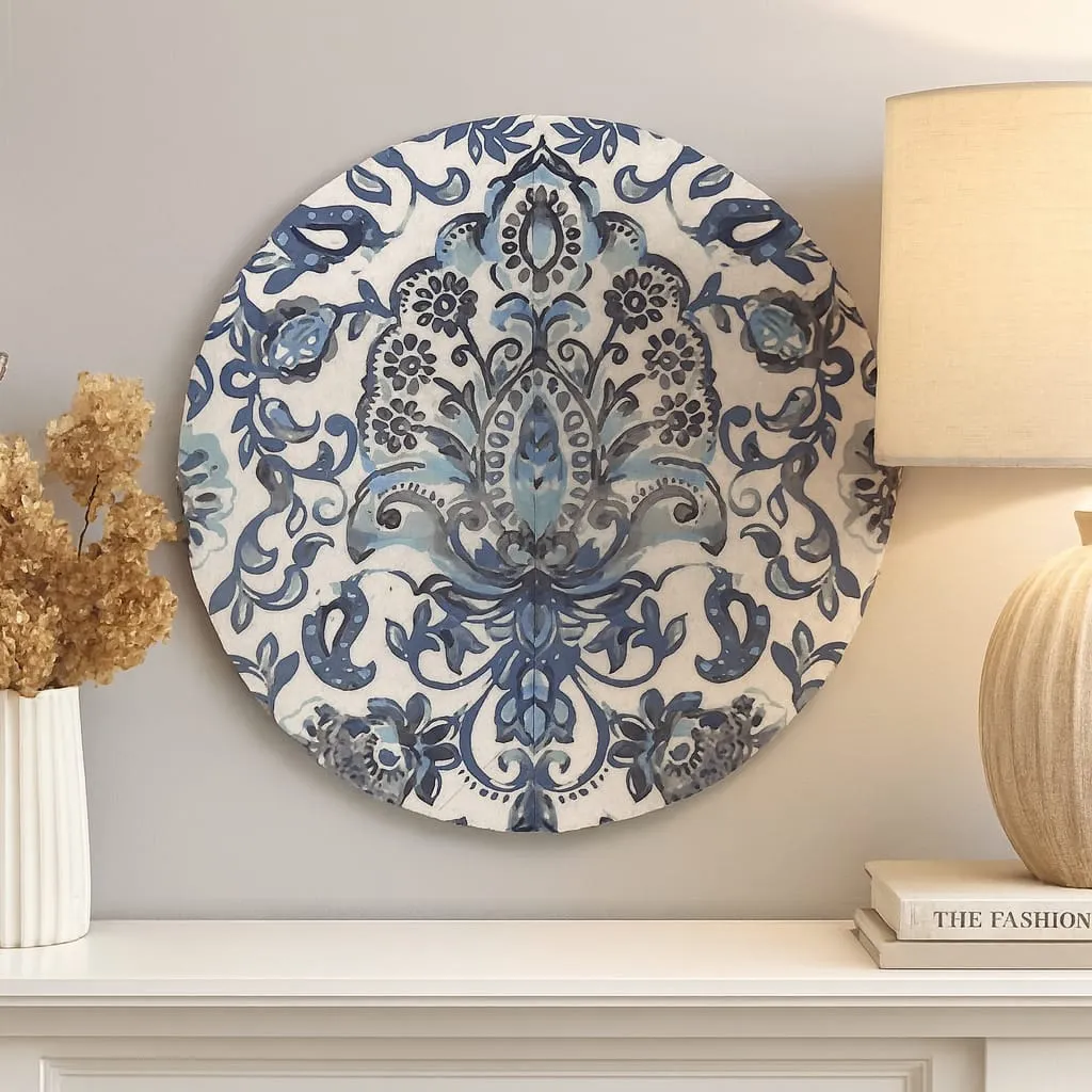 P17 Lustrous Enamel Chinoiserie Songbird and Peony Premium Wooden Wall Medallion (10inch)