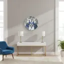 P18 Handcrafted Circular Botanical Wall Art with Vibrant Decal Insert and Enamel Finish