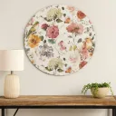P19 Handcrafted Circular Botanical Wall Art with Vibrant Decal Insert and Enamel Finish