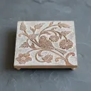 Exquisite Artisanal Woodwork: Hand-Carved Floral & Bird Relief Decorative Square Trivet