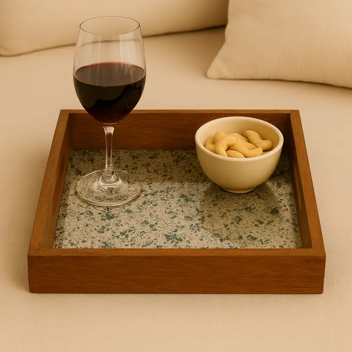 P41 Modern Abstract Speckled Wooden Tray (10inch)