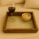 P48 Regal Fleur-de-Lis Pattern Wooden Serving Tray 