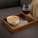 Classic Wooden Serving Tray with Polished Dark Inlay