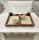 Artisan Wooden Serving Tray with Intricate Mandala Pattern Inlay
