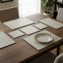 Vintage Silver Metallic Textured Table Mat – Elegant Heat-Resistant Dining Decor