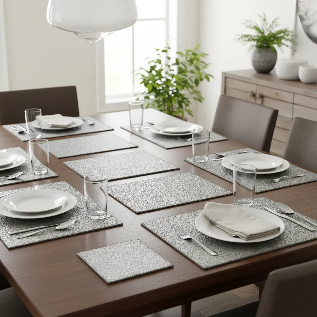 P3 Premium 6mm MDF Metal Embossed Placemat with Handcrafted Intricate Texture (16*12)