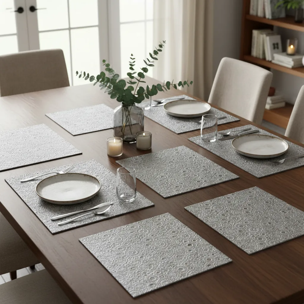 Premium 6mm MDF Metal Embossed Placemat with Handcrafted Intricate Texture