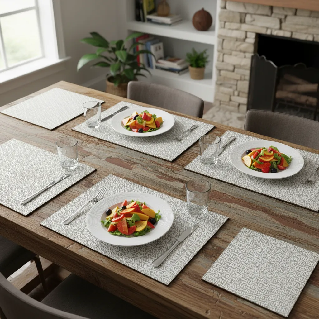 P7 Elegant Metallic Embossed Dining Mat – Vintage Paisley and Floral Patterned Table Decor (16*12)