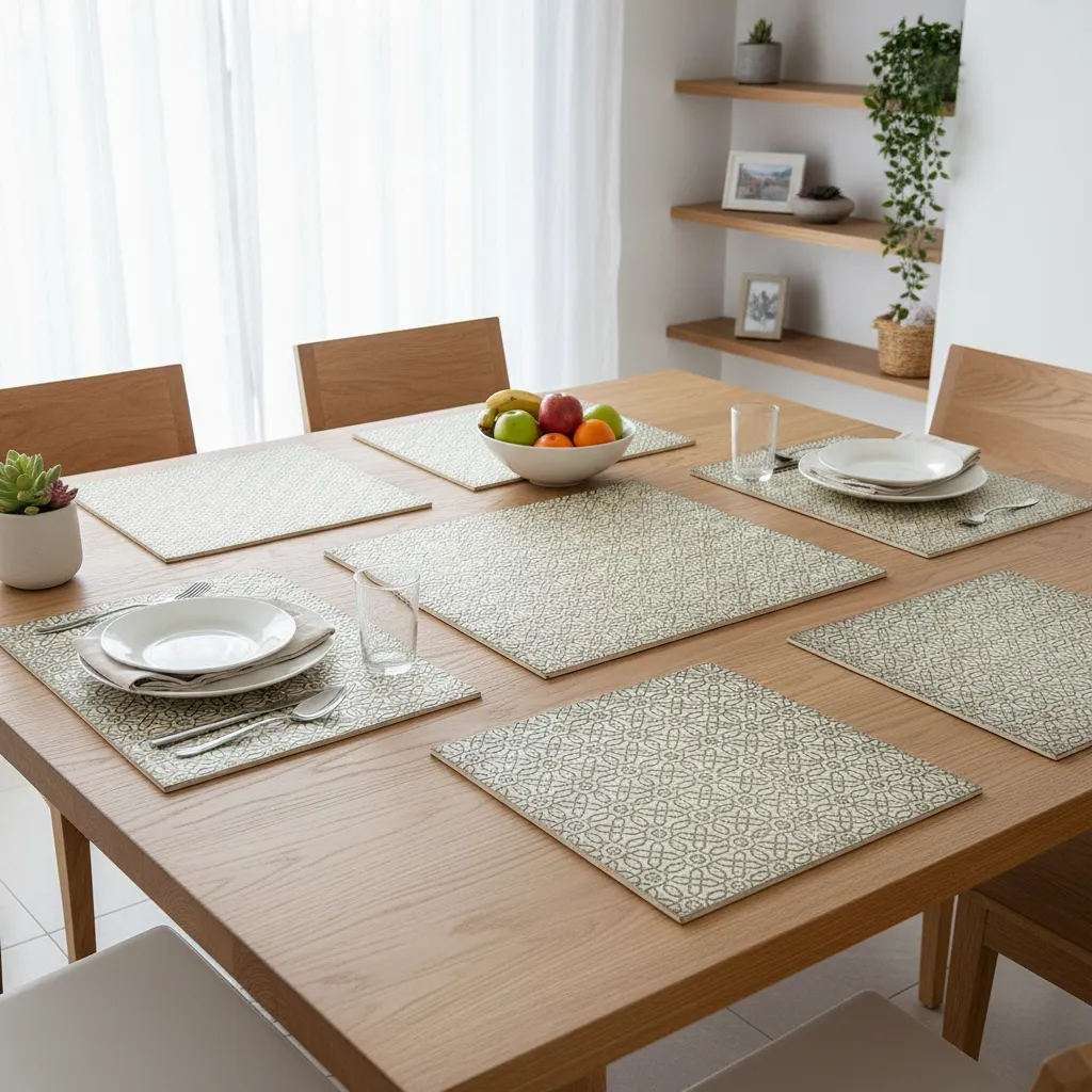 P8 Premium 6mm MDF Metal Embossed Placemat with Handcrafted Intricate Texture (16*12)