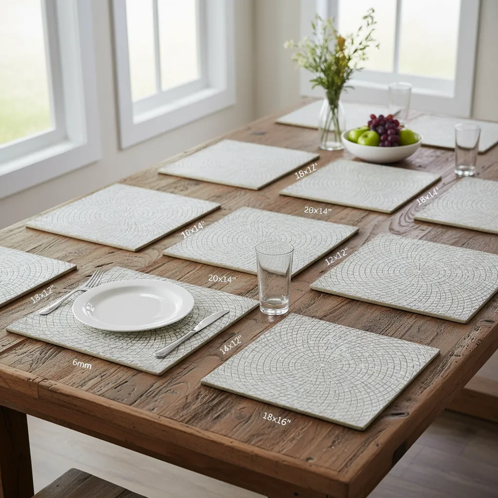 P9 Handcrafted 6mm MDF Metal Embossed Placemat – Premium Textured Table Decor (16*12)