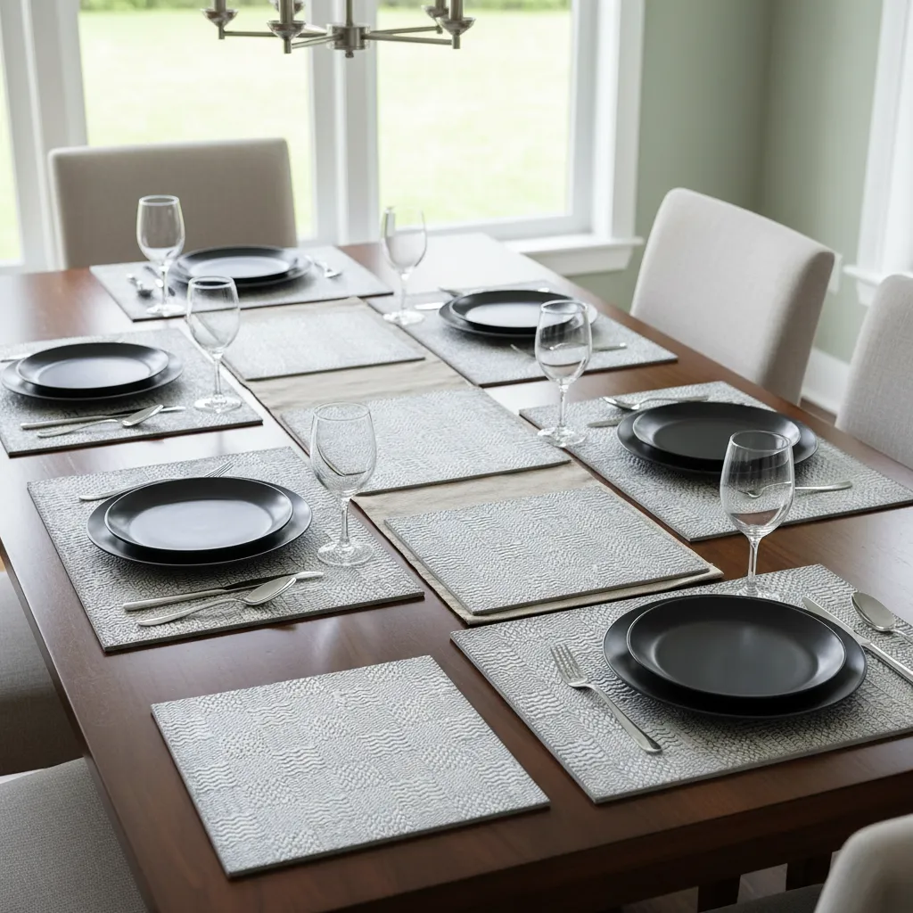 P10 Premium 6mm MDF Metal Embossed Placemat – Handcrafted Textured Table (16*12)