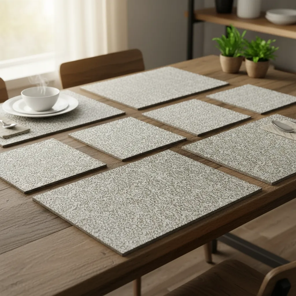 Premium 6mm MDF Metal Embossed Placemat – Handcrafted Textured Table (16*12)