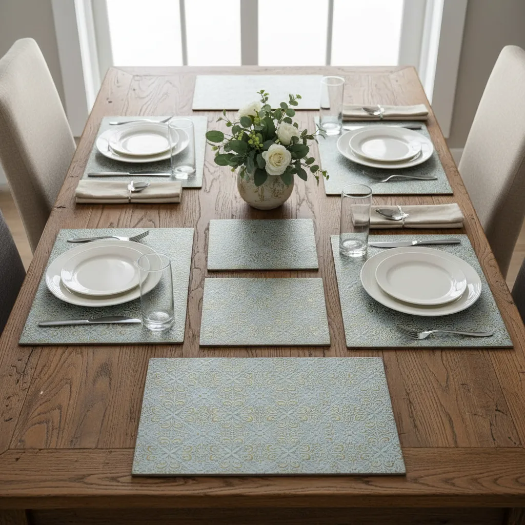 P14 Handcrafted 6mm MDF Metal Embossed Placemat – Premium Textured (16*12)