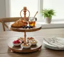 P26 Copper Etched Two-Tier Serving Stand