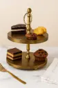 P27 Regal Brass-Toned Two-Tiered Serving Stand