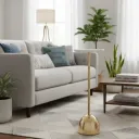 Modern White Marble & Polished Gold Accent Side Table