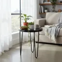 P5 Modern Round Plant Stand with Elegant Floral & Bird Artwork, Smooth Enamel Coating