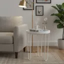 Modern Round Plant Stand with Hand-Painted Bird Artwork, Smooth Enamel Wood Top
