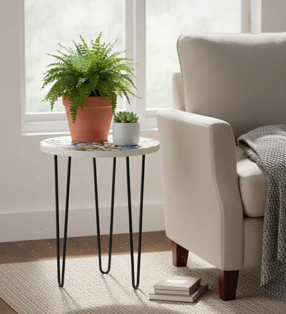 P10 Decorative Indoor Tripod Side Table and Planter Display – Stable Space-Saving Design (10*15)