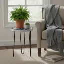 Decorative Indoor Side Table & Tripod Planter Stand with Artistic Patterned Top