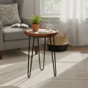 Round Handcrafted Accent Side Table - Decorative Tripod Plant Pedestal