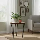 Decorative 3-Legged Metal Nesting Table – Smooth Cream Enamel Top with Nature-Inspired Illustrations