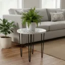 Mandana Art Round Plant Stand with Three Black Iron Hairpin Legs – Enamel Coated Handcrafted
