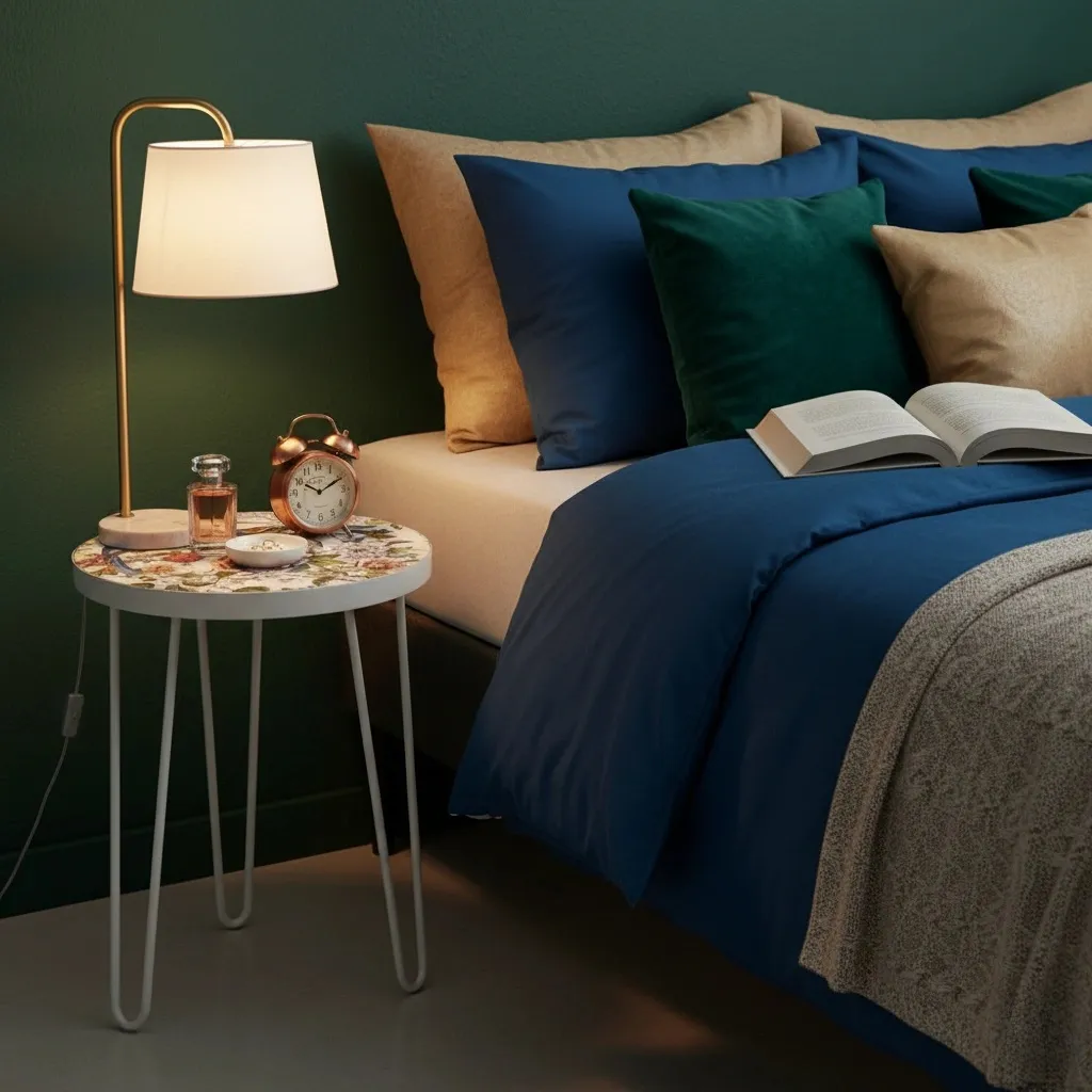 P1 Multipurpose Decorative Bedside Stool – Handcrafted Floral Pattern Top Accent Table (10*15)