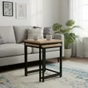 Space-Saving Square Nesting Coffee Tables – Minimalist Light Oak & Metal Furniture Set