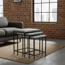 P5 Modern Metals Industrial Nesting Side Tables - Set of 3 Brushed Steel Accent Tables