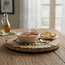 P3 Rustic Chic Wooden Lazy Susan - Geometric Star Inlay