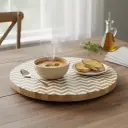 Modern Chevron Wooden Lazy Susan | Stylish Centerpiece for Dining