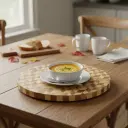 P8 Geometric Wood Lazy Susan Turntable | Modern Chevron Design