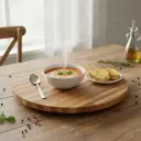  P12 Rustic Natural Wood Plank Round Lazy Susan / Serving Board 