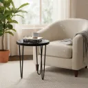 Modern Nesting Accent Stool with Decorative Decal Top-Legged Side Table for Living Room
