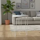 Hand-Painted Mandala Side Table with White Hairpin Legs